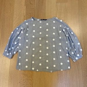 Zara Women’s Cotton blouse with flocked polka dots